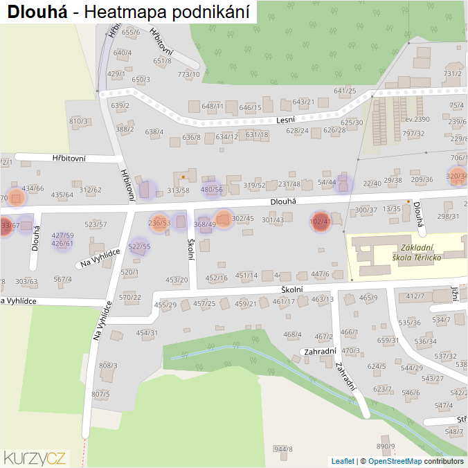 Mapa Dlouhá - Firmy v ulici.