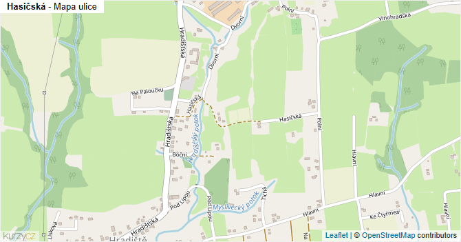 Hasičská - mapa ulice