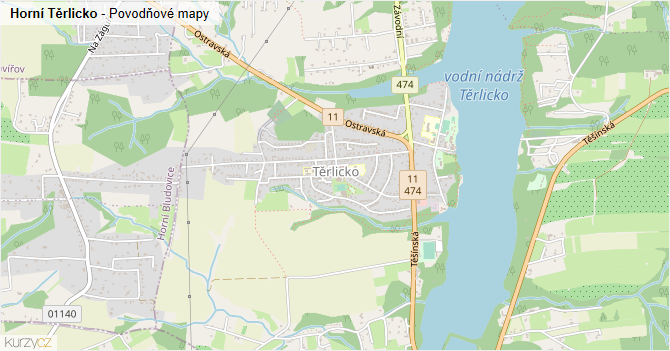 Horní Těrlicko - záplavové mapy stoleté vody
