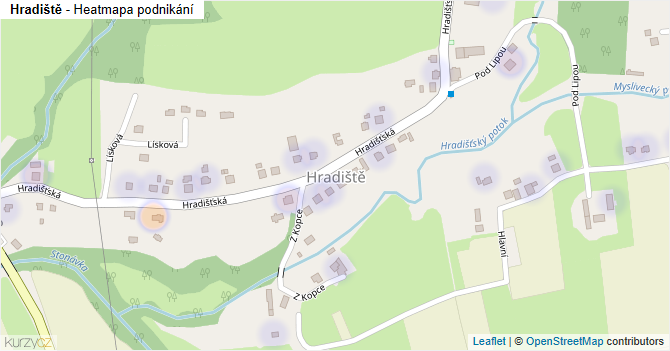 Hradiště - mapa podnikání