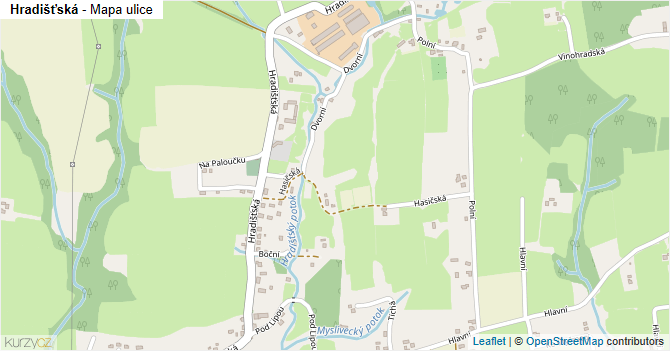 Hradišťská - mapa ulice