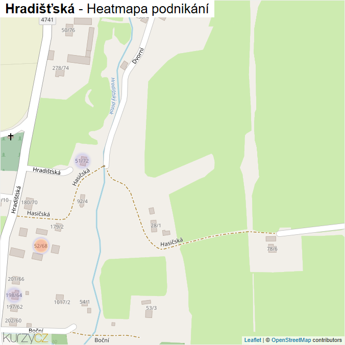 Mapa Hradišťská - Firmy v ulici.