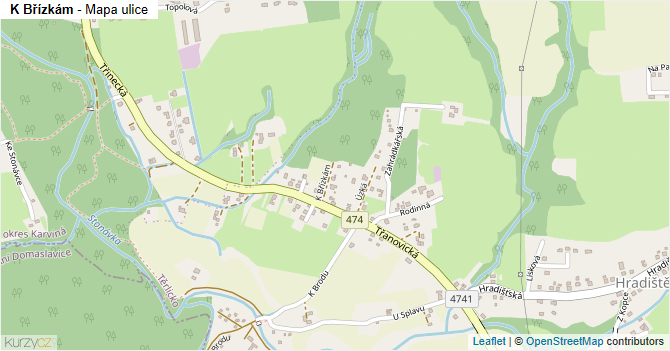 K Břízkám - mapa ulice