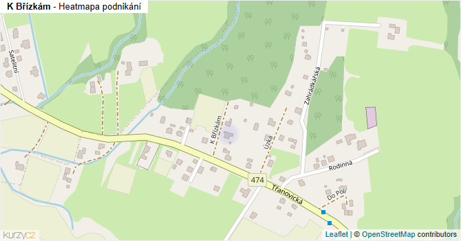 K Břízkám - mapa podnikání