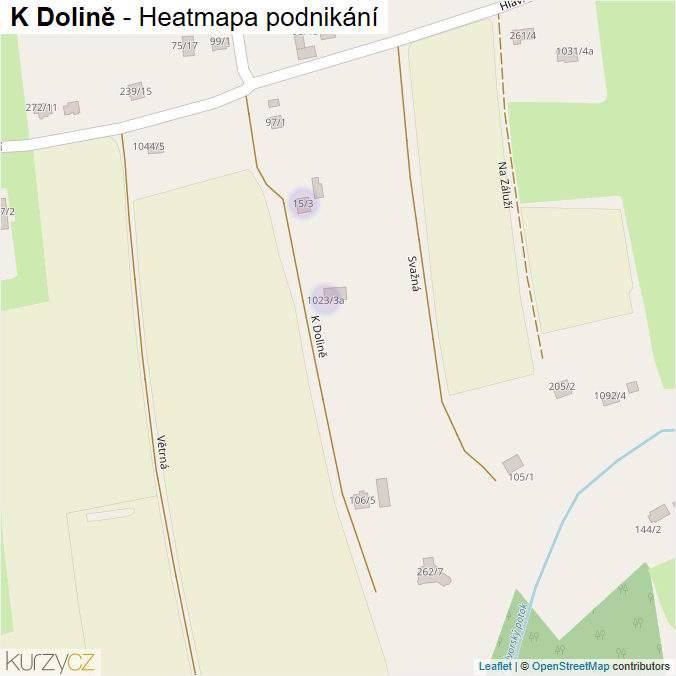 Mapa K Dolině - Firmy v ulici.