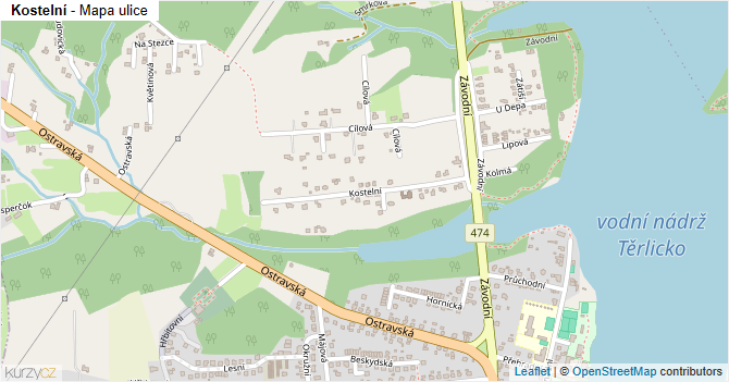 Kostelní - mapa ulice