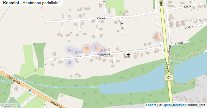 Kostelní - mapa podnikání