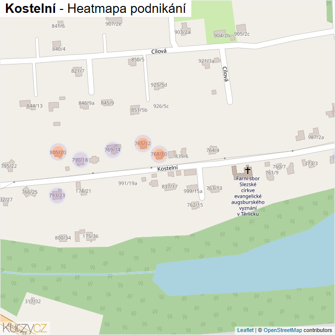 Mapa Kostelní - Firmy v ulici.