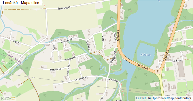Lesácká - mapa ulice