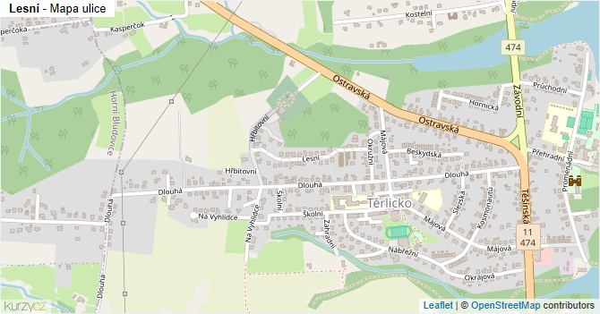 Lesní - mapa ulice