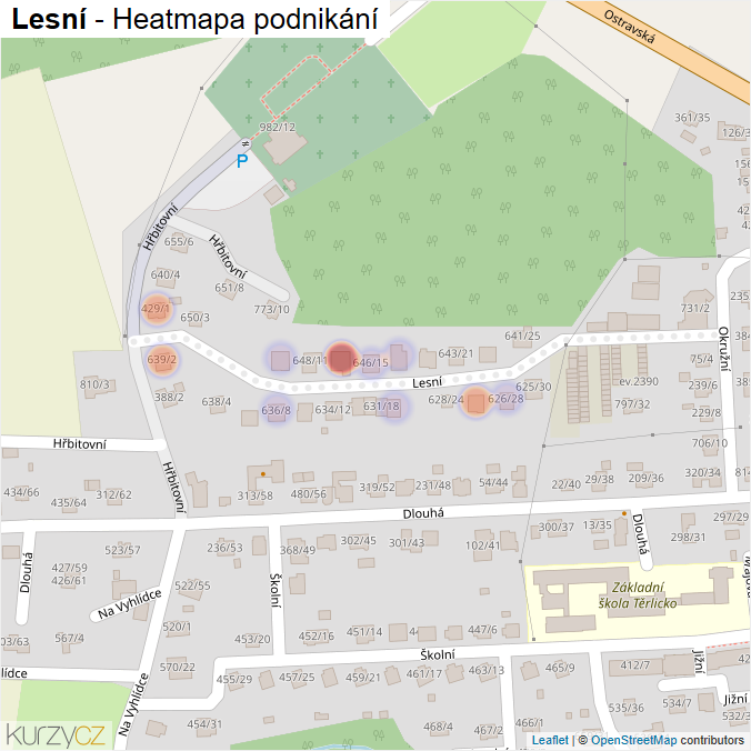 Mapa Lesní - Firmy v ulici.