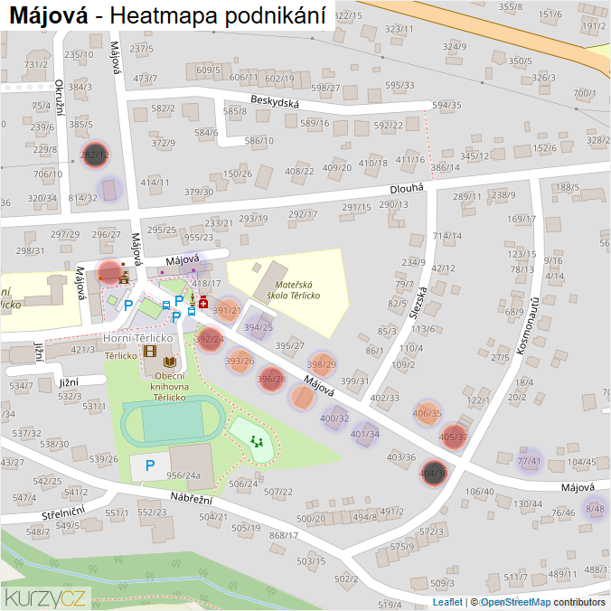 Mapa Májová - Firmy v ulici.