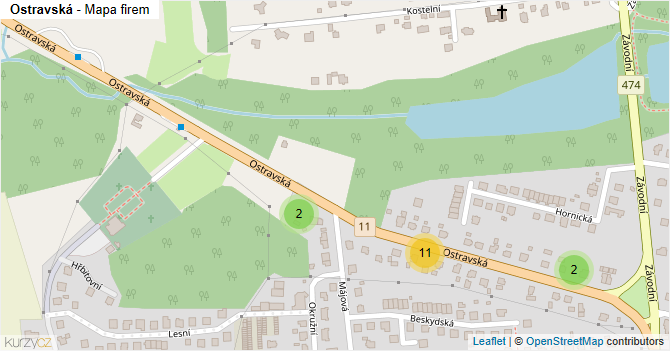 Ostravská - mapa firem