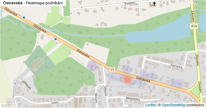 Ostravská - mapa podnikání
