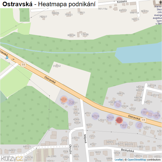 Mapa Ostravská - Firmy v ulici.
