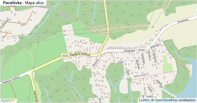Pacalůvka - mapa ulice