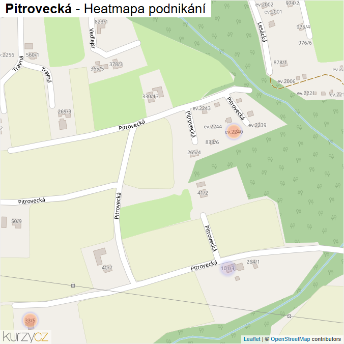 Mapa Pitrovecká - Firmy v ulici.