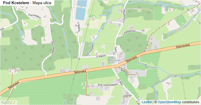 Pod Kostelem - mapa ulice