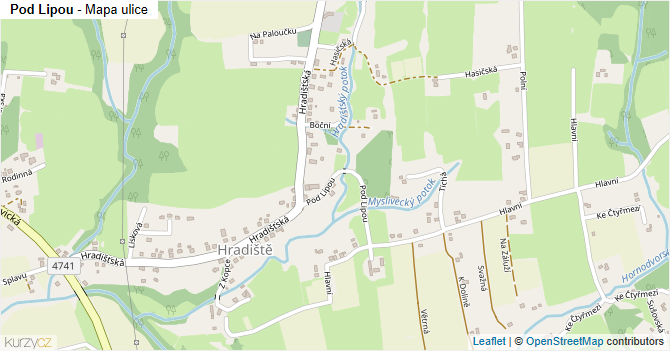 Pod Lipou - mapa ulice