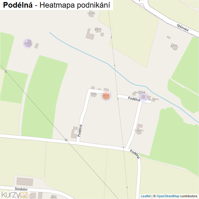 Mapa Podélná - Firmy v ulici.