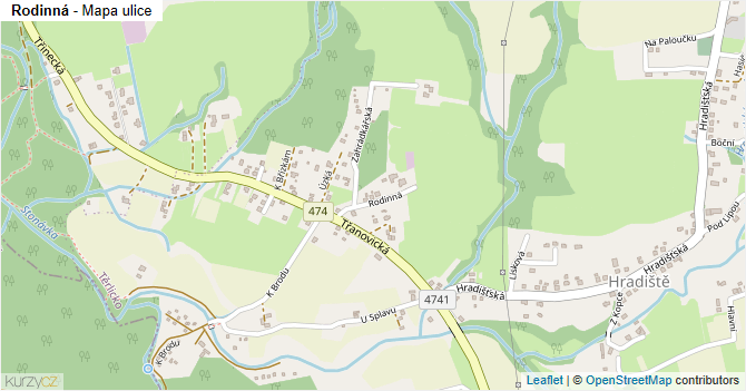 Rodinná - mapa ulice