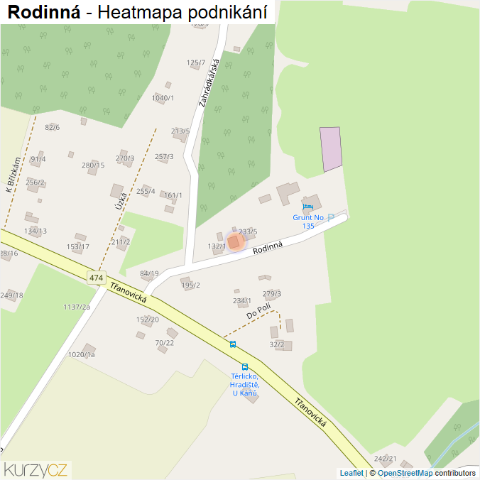 Mapa Rodinná - Firmy v ulici.