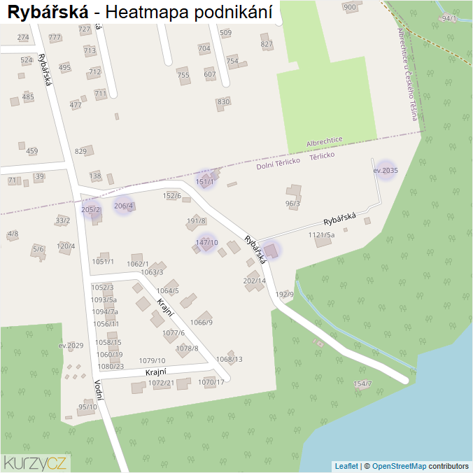 Mapa Rybářská - Firmy v ulici.