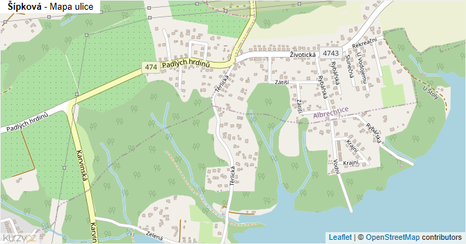 Šípková - mapa ulice