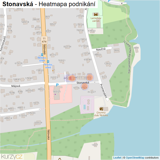 Mapa Stonavská - Firmy v ulici.