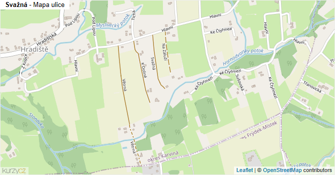 Svažná - mapa ulice
