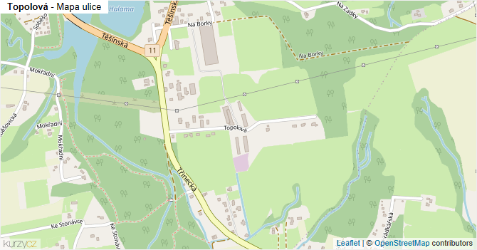 Topolová - mapa ulice