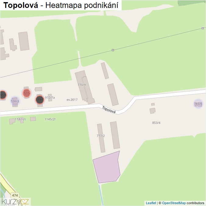 Mapa Topolová - Firmy v ulici.
