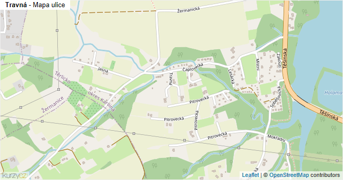 Travná - mapa ulice
