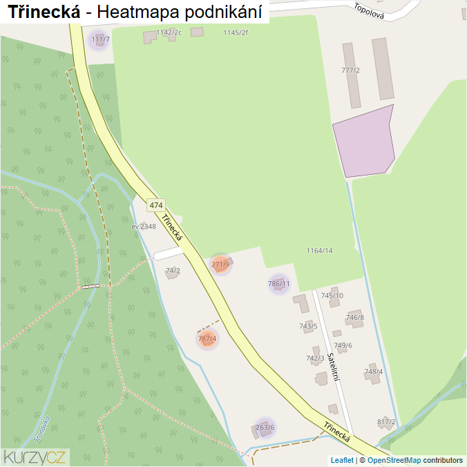 Mapa Třinecká - Firmy v ulici.