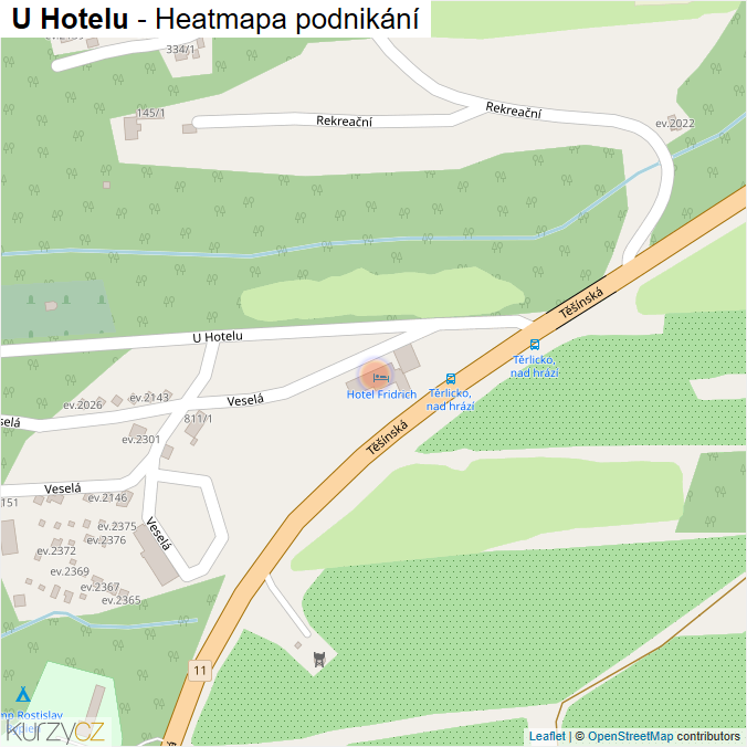 Mapa U Hotelu - Firmy v ulici.