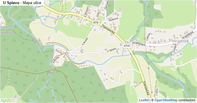 U Splavu - mapa ulice