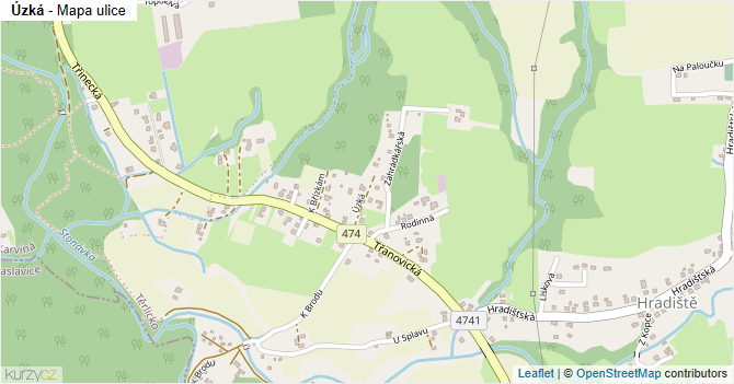 Úzká - mapa ulice