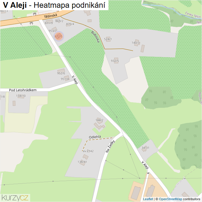 Mapa V Aleji - Firmy v ulici.
