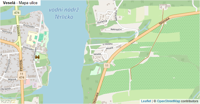 Veselá - mapa ulice