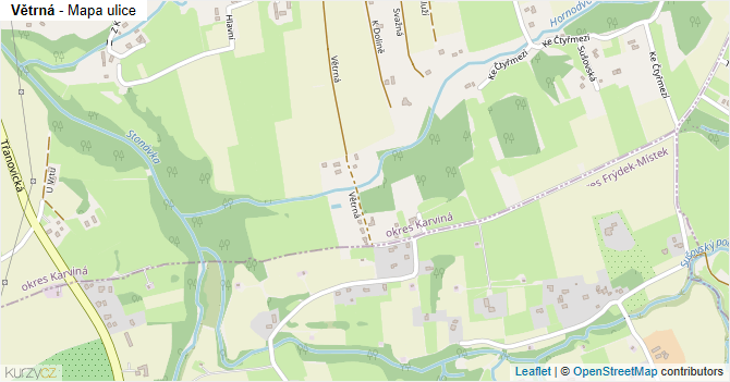 Větrná - mapa ulice