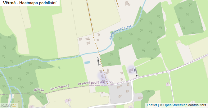 Větrná - mapa podnikání