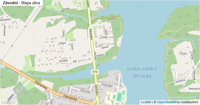 Závodní - mapa ulice