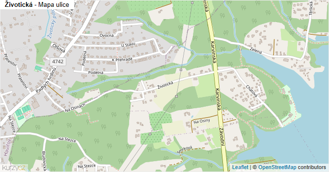 Životická - mapa ulice
