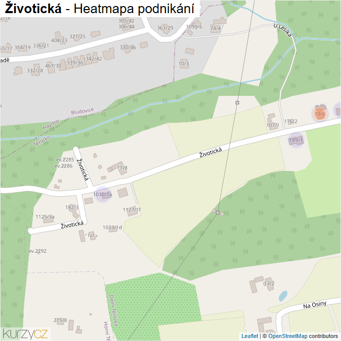Mapa Životická - Firmy v ulici.