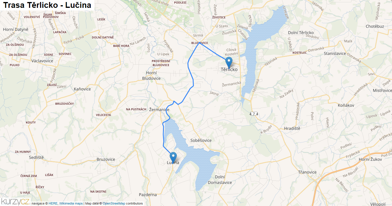 Těrlicko-Lučina, mapa trasy