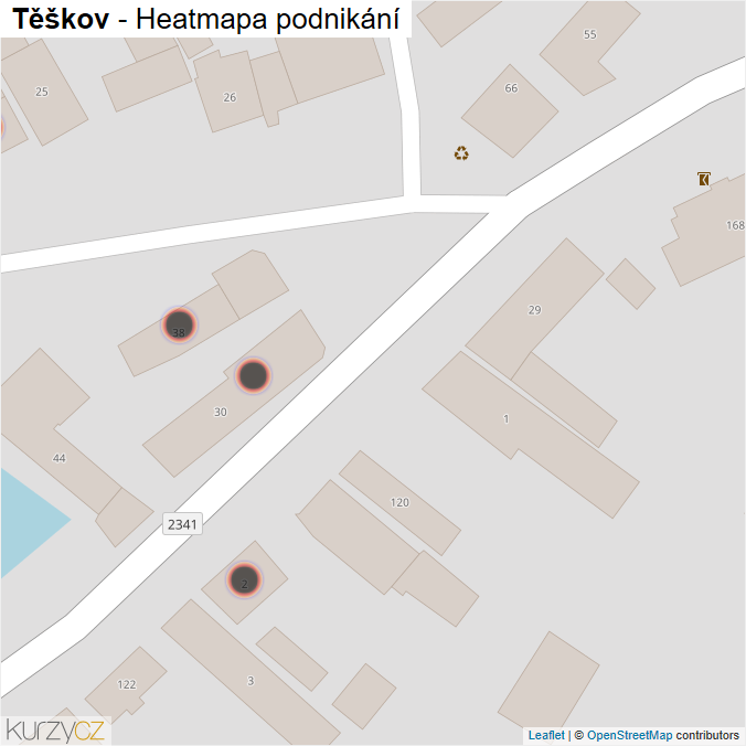 Mapa Těškov - Firmy v obci.