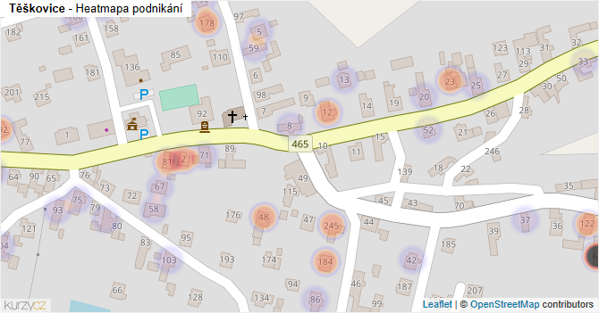 Těškovice - mapa podnikání