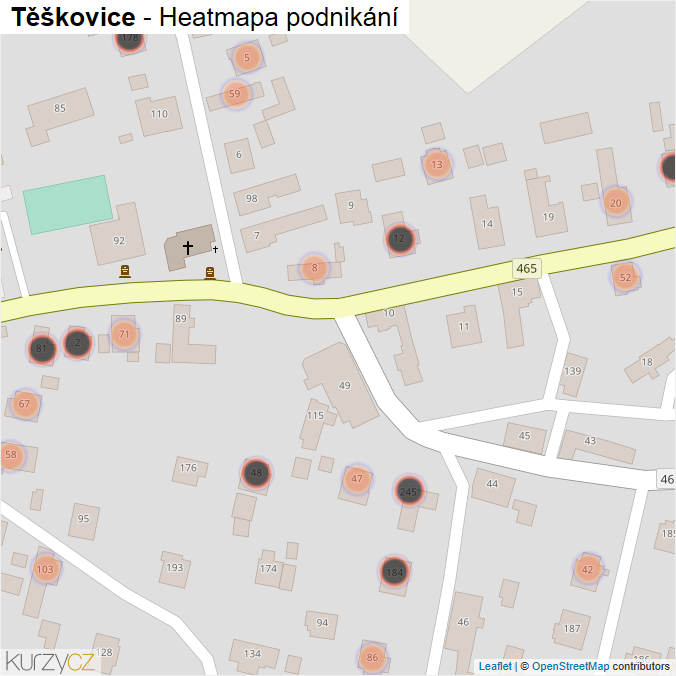 Mapa Těškovice - Firmy v obci.