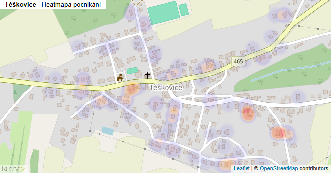 Těškovice - mapa podnikání