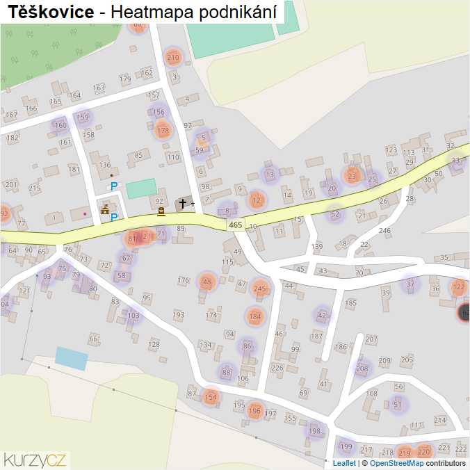 Mapa Těškovice - Firmy v části obce.